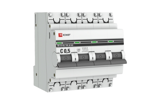 Автоматический выключатель 4P 0,5А (C) 4,5kA ВА 47-63 EKF PROxima