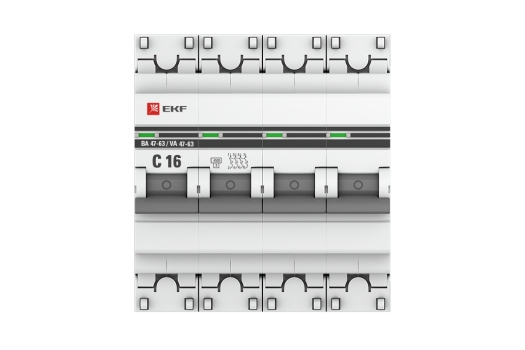 Автоматический выключатель 4P 16А (C) 4,5kA ВА 47-63 EKF PROxima