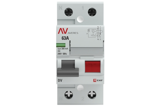 Устройство защитного отключения DV 2P 63А/300мА (AC) EKF AVERES