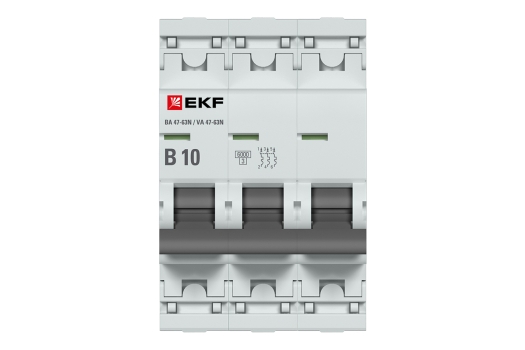 Автоматический выключатель 3P 10А (B) 6кА ВА 47-63N EKF PROxima