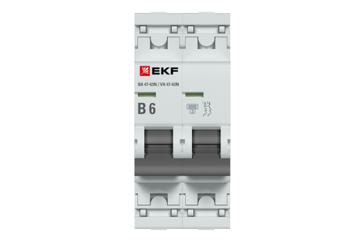 Автоматический выключатель 2P 6А (B) 6кА ВА 47-63N EKF PROxima