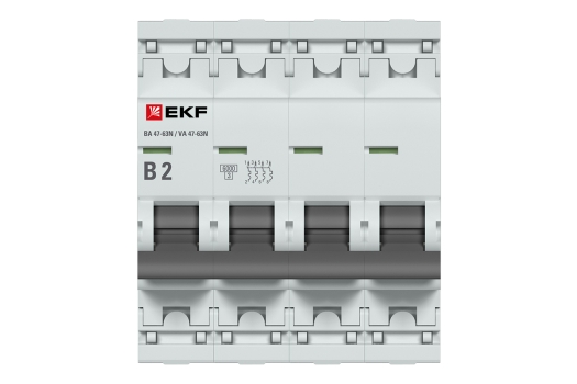 Автоматический выключатель 4P 2А (B) 6кА ВА 47-63N EKF PROxima