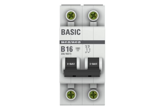 Автоматический выключатель 2P 16А (B) 4,5кА ВА 47-29 Basic