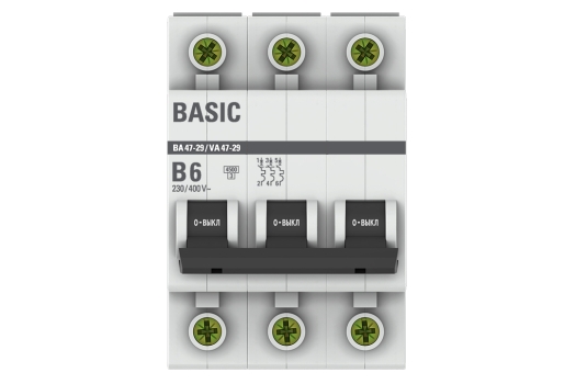 Автоматический выключатель 3P 6А (B) 4,5кА ВА 47-29 Basic