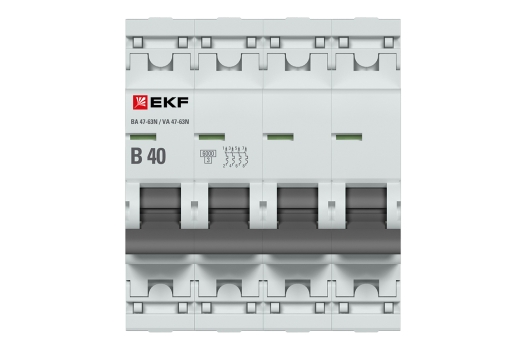 Автоматический выключатель 4P 40А (B) 6кА ВА 47-63N EKF PROxima
