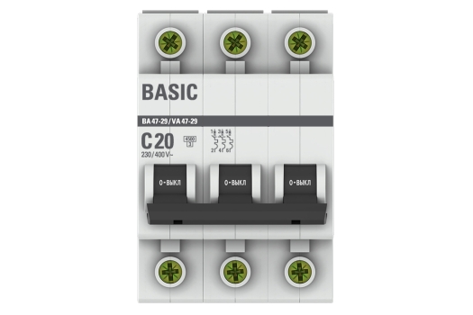 Автоматический выключатель 3P 20А (C) 4,5кА ВА 47-29 Basic