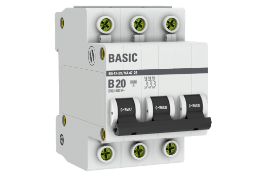 Автоматический выключатель 3P 20А (B) 4,5кА ВА 47-29 Basic