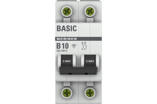 Автоматический выключатель 2P 10А (B) 4,5кА ВА 47-29 Basic