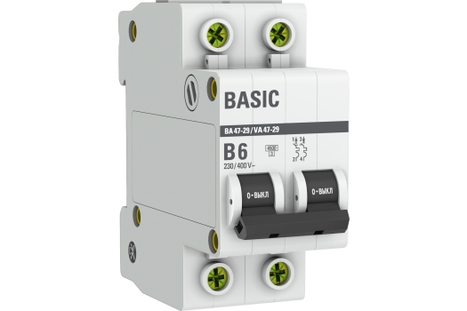 Автоматический выключатель 2P 6А (B) 4,5кА ВА 47-29 Basic