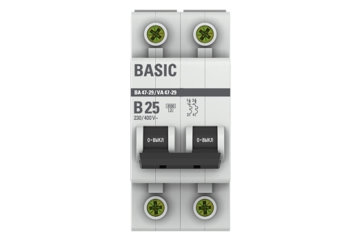 Автоматический выключатель 2P 25А (B) 4,5кА ВА 47-29 Basic