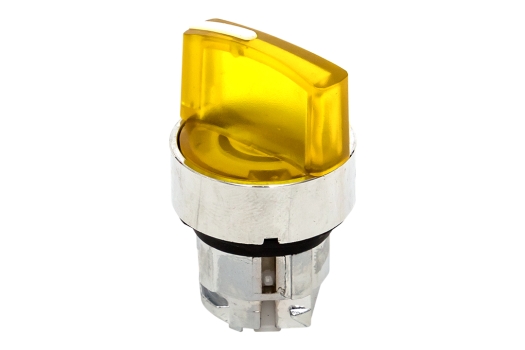 Исполнительный механизм переключателя ХB4 желтый на 3 положения с фиксацией, с подсветкой с короткой ручкой EKF PROxima