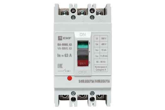 Автоматический выключатель ВА-99МL 63/ 63А 3P 15кА EKF Basic