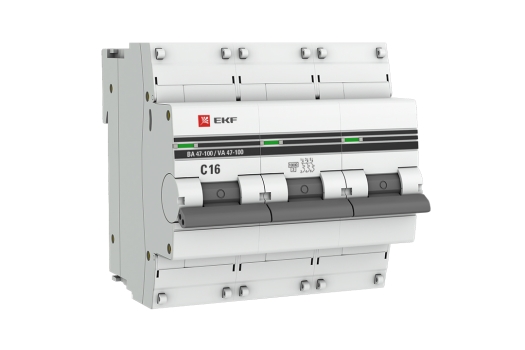 Автоматический выключатель 3P 16А (C) 10kA ВА 47-100M без теплового расцепителя EKF PROxima (36шт)