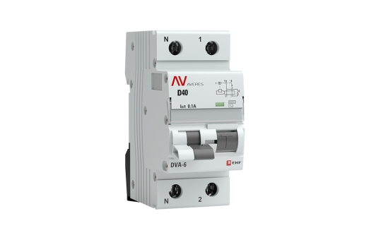 Дифференциальный автомат DVA-6 1P+N 40А (D) 100мА (AC) 6кА EKF AVERES (60шт)