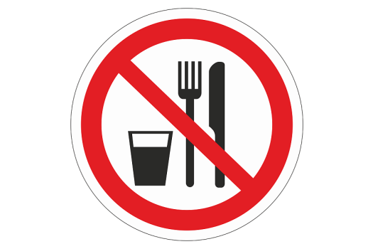 Знак P 30 "Запрещается принимать пищу" ф200 мм, пластик ГОСТ Р 12.4.026-2001 EKF (100шт)