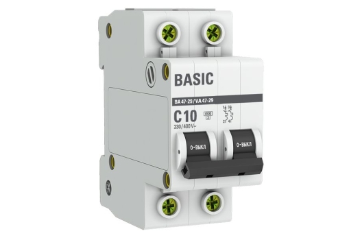 Автоматический выключатель 2P 10А (C) 4,5кА ВА 47-29 Basic