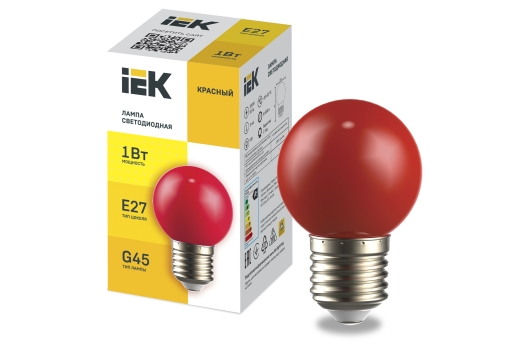 LIGHTING Лампа светодиодная декоративная G45 шар 1Вт 230В красный E27 IEK