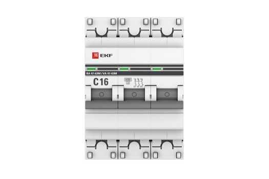 Автоматический выключатель 3P 16А (C) 6кА ВА 47-63M без теплового расцепителя EKF PROxima