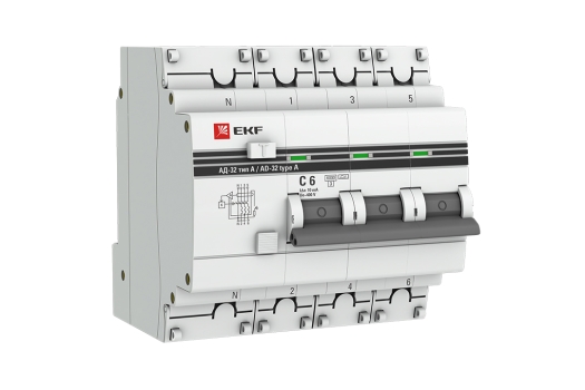 Дифференциальный автомат АД-32 3P+N 16А/10мА (хар. C, A, электронный, защита 270В) 6кА EKF PROxima
