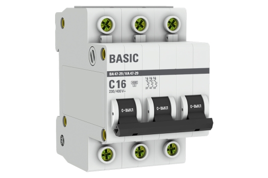 Автоматический выключатель 3P 16А (C) 4,5кА ВА 47-29 Basic
