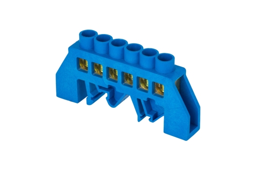 Шина "0" N (8х12мм) 6 отверстий латунь синий нейлоновый корпус комбинированный розничный стикер EKF PROxima