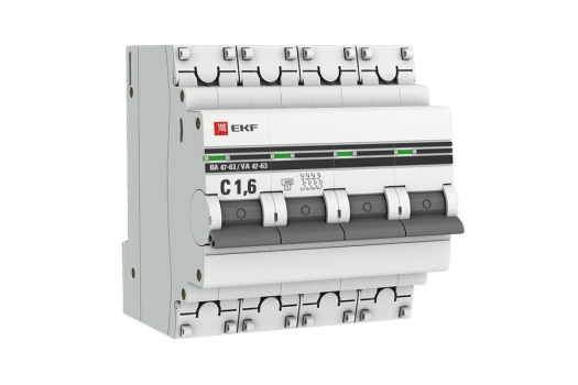 Автоматический выключатель 4P 1,6А (C) 4,5kA ВА 47-63 EKF PROxima
