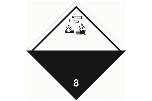 Знак для маркировки опасных грузов "Кл.8" 250х250 мм, пленка самоклеящаяся ГОСТ 19433-88 EKF (100шт)