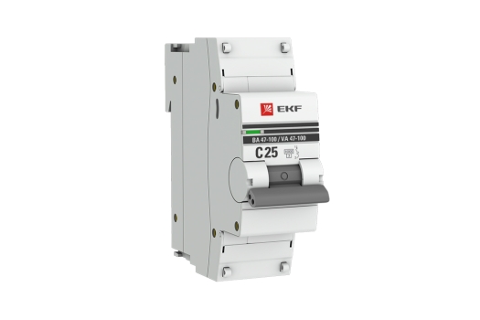 Автоматический выключатель 1P 25А (C) 10kA ВА 47-100M без теплового расцепителя EKF PROxima