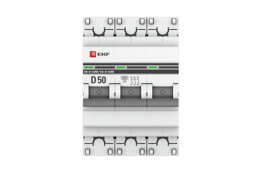 Автоматический выключатель 3P 50А (D) 6кА ВА 47-63M без теплового расцепителя EKF PROxima