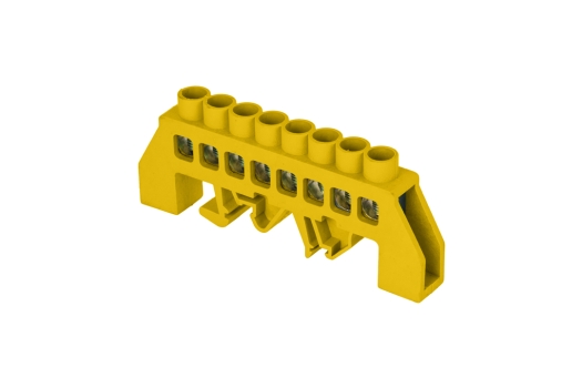 Шина '0' РЕ (8х12мм) 8 отверстий латунь желтый нейлоновый корпус комбинированный EKF PROxima