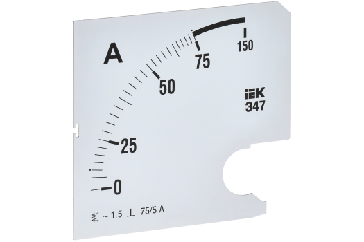Шкала сменная для амперметра Э47 75/5А класс точности 1,5 96х96мм IEK