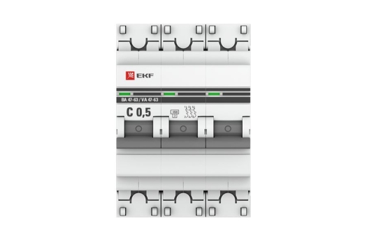 Автоматический выключатель 3P 0,5А (C) 4,5kA ВА 47-63 EKF PROxima