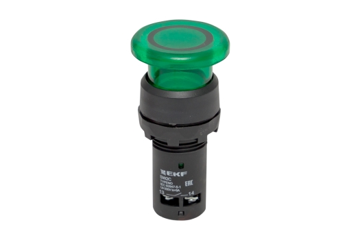 Кнопка SW2C-MD зеленая с подсветкой NO 24В Грибок EKF PROxima (500шт)