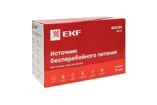 Источник Бесперебойного Питания Линейно-интерактивный E-Power SSW 200 800 ВА , 2xschuko,USB,RJ45