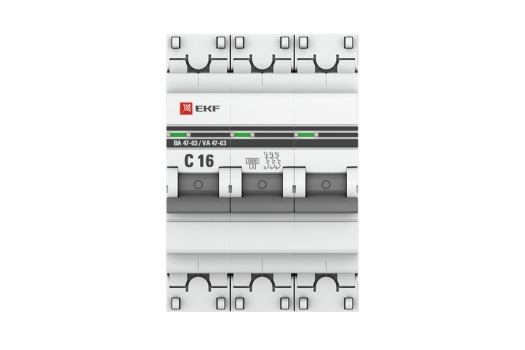 Автоматический выключатель 3P 16А (C) 6кА ВА 47-63 EKF PROxima