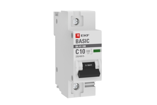 Автоматический выключатель 1P 10А (C) 10kA ВА 47-100 EKF Basic