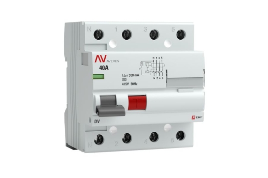 Устройство защитного отключения DV 4P 40А/300мА (AC) EKF AVERES