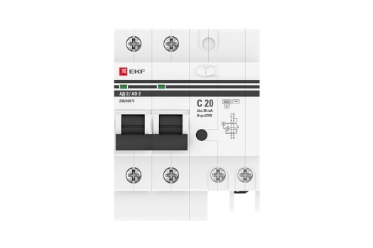 Дифференциальный автомат АД-2 20А/ 30мА (хар. C, AC, электронный) 6кА EKF PROxima
