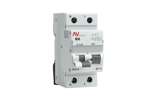 Дифференциальный автомат DVA-6 1P+N 32А (B) 100мА (AC) 6кА EKF AVERES (60шт)