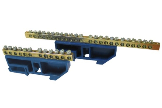 Шина '0' N (6х9мм) 12 отверстий латунь синий изолятор на DIN-рейку EKF PROxima