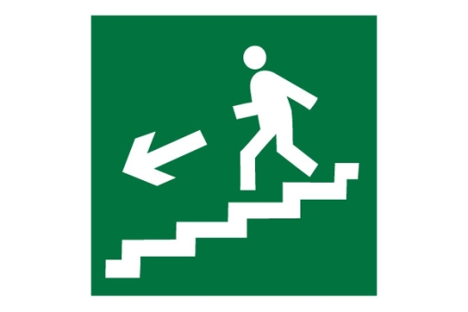 Знак эвакуационный E 14 &quot;Направление к эвакуационному выходу по лестнице вниз налево&quot; 200х200 мм, пластик самоклеящаяся с фотолюминесцентным покрытием ГОСТ Р 12 .4.026-2001 EKF (100шт)