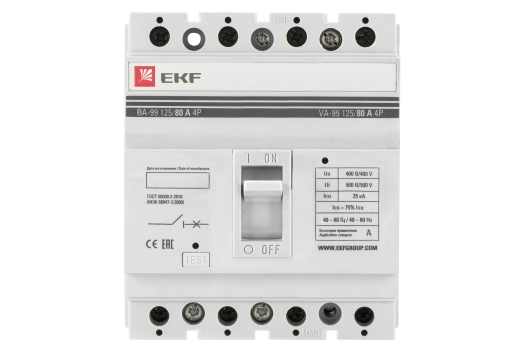 Выключатель автоматический ВА-99 125/ 80А 4P 25кА EKF PROxima (6шт)
