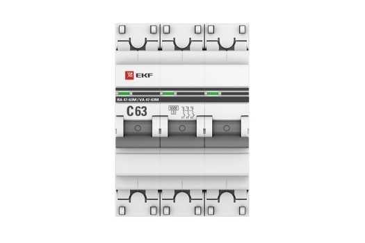 Автоматический выключатель 3P 63А (C) 6кА ВА 47-63M без теплового расцепителя EKF PROxima