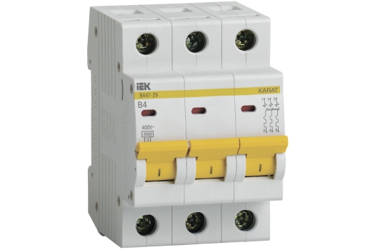 KARAT Автоматический выключатель ВА47-29 3P B 4А 4,5кА IEK