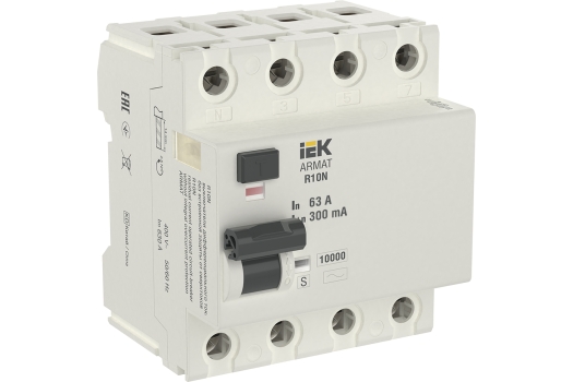 ARMAT Выключатель дифференциального тока R10N 4P 63А 300мА тип AC-S IEK