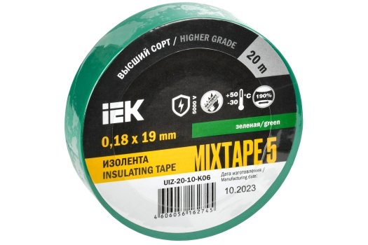 MIXTAPE 5 Изолента 0,18х19мм зеленая 20м IEK