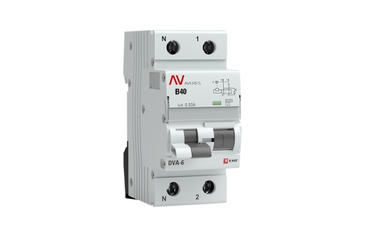 Дифференциальный автомат DVA-6 1P+N 40А (B) 30мА (AC) 6кА EKF AVERES (60шт)
