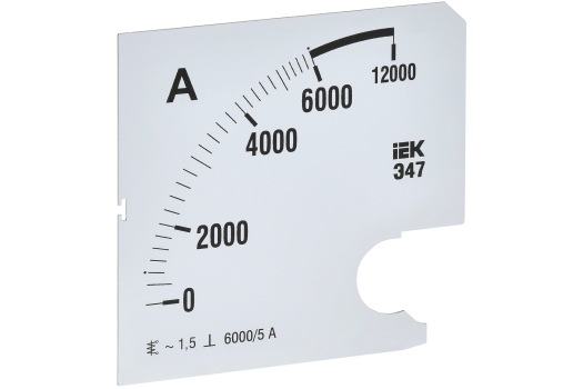 Шкала сменная для амперметра Э47 6000/5А класс точности 1,5 96х96мм IEK