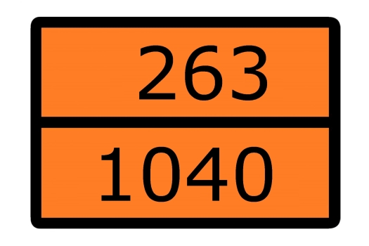 Знак для маркировки опасных грузов &quot;Номер ООН 263/1040&quot; ГОСТ Р 52290-2004 300х400 мм, пленка самоклеящаяся ГОСТ 19433-88 EKF (100шт)