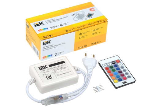 Контроллер с ПДУ ИК RGB 3 канала 220В 1А 500Вт IEK
